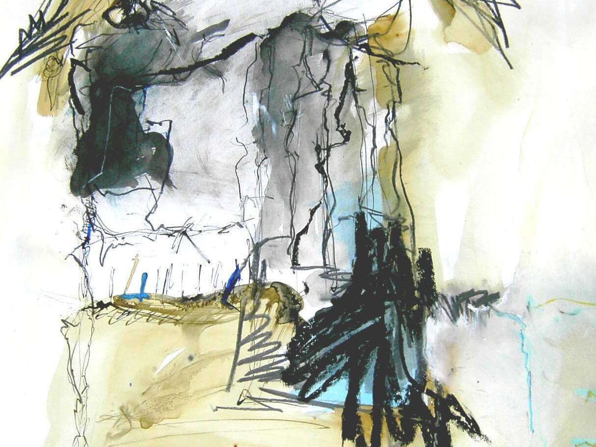 Zeichnung Theaterrequisiten von Karin Bender