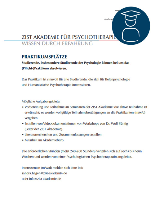 PRAKTIKUMSPLÄTZE an der ZIST Akademie